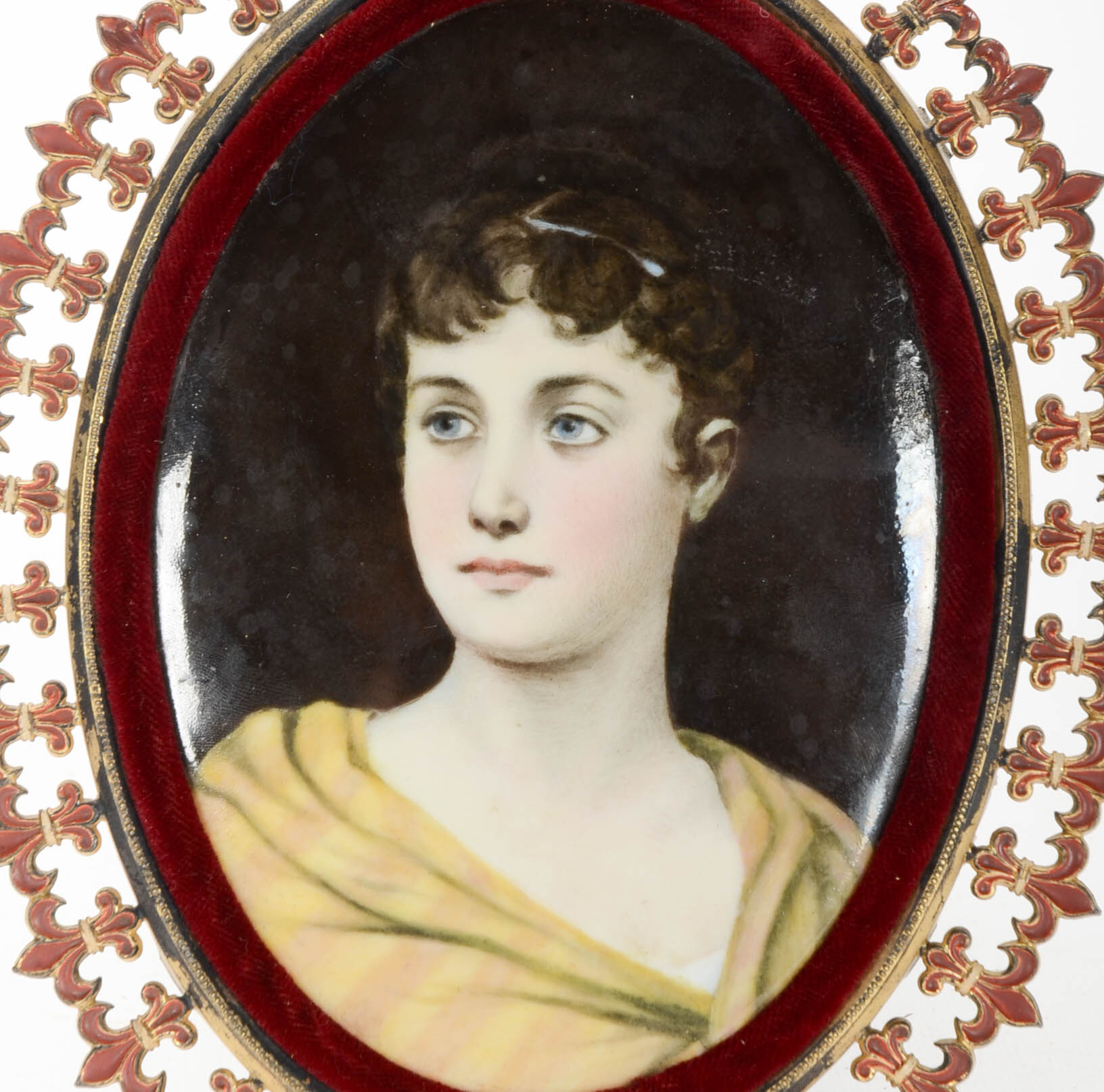 Antique Hand-Painted Porcelain Portrait