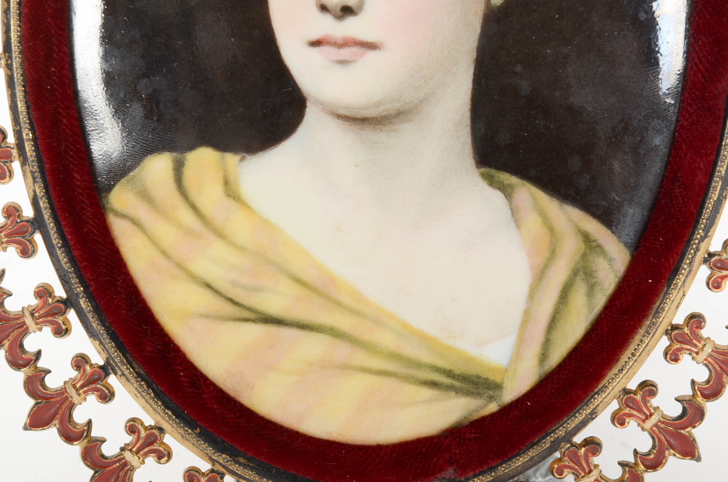 Antique Hand-Painted Porcelain Portrait