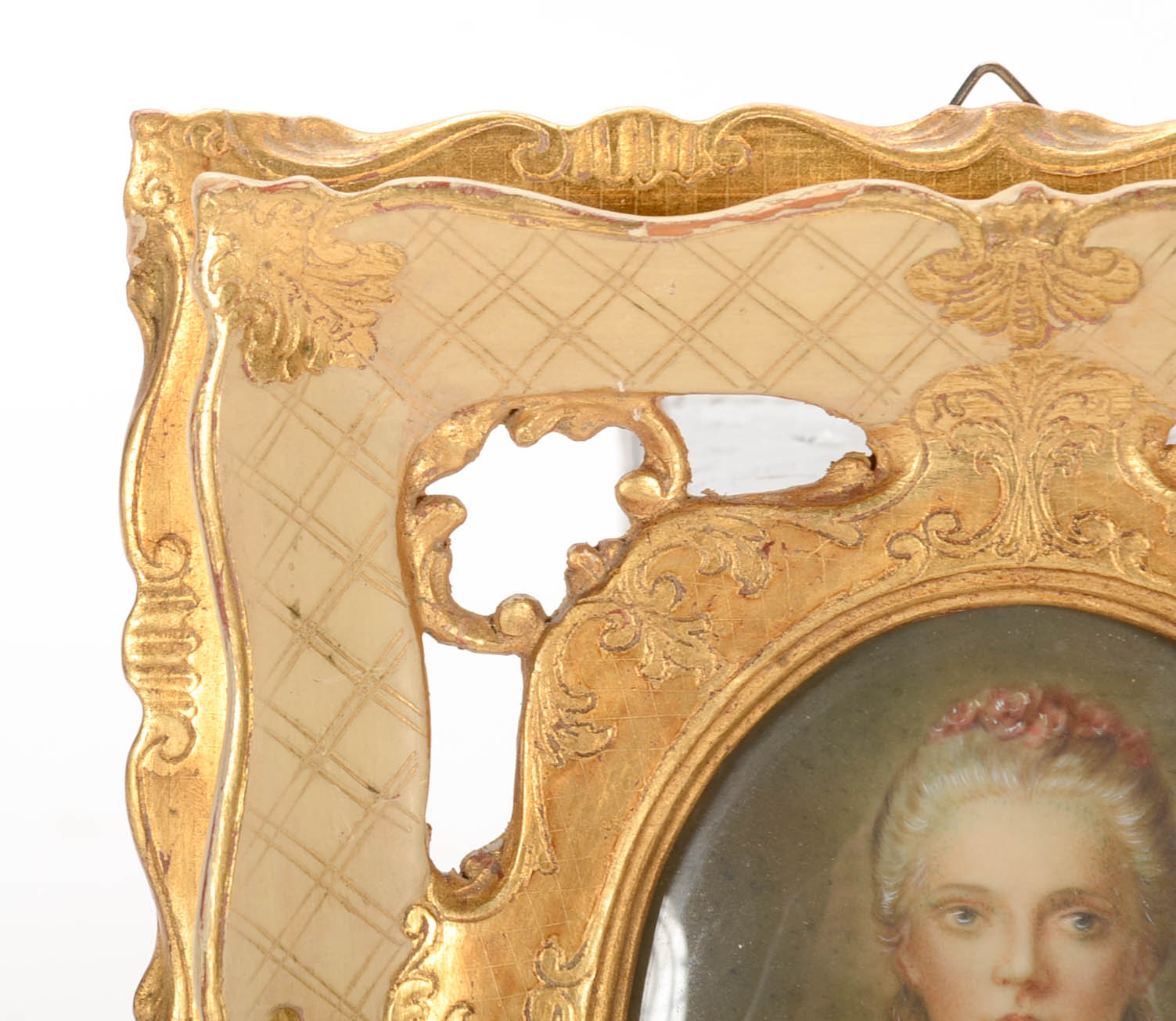 Antique Hand-Painted Miniature Portrait on Paper