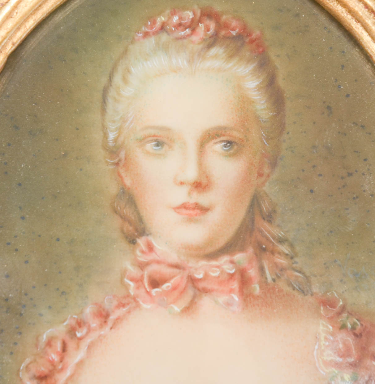 Antique Hand-Painted Miniature Portrait on Paper