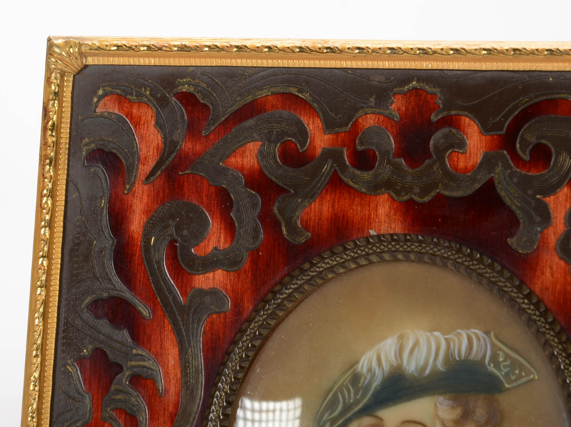 René Antique Hand-Painted Miniature Portrait