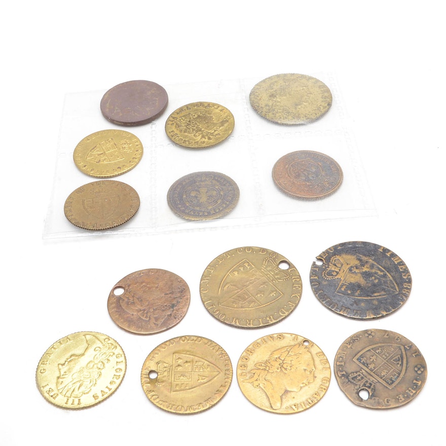 Group of Victorian British Play Money Coins