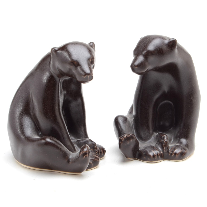 Pair of Rookwood Art Pottery “Abel Bear” Figurines