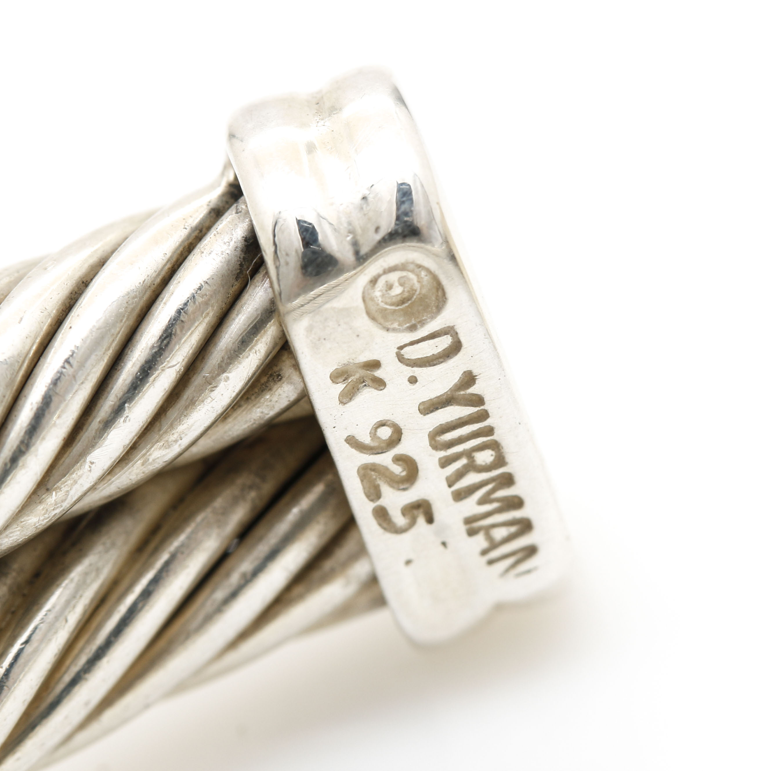 David Yurman Sterling Silver and 14K Yellow Gold "Double X" Cable Bracelet