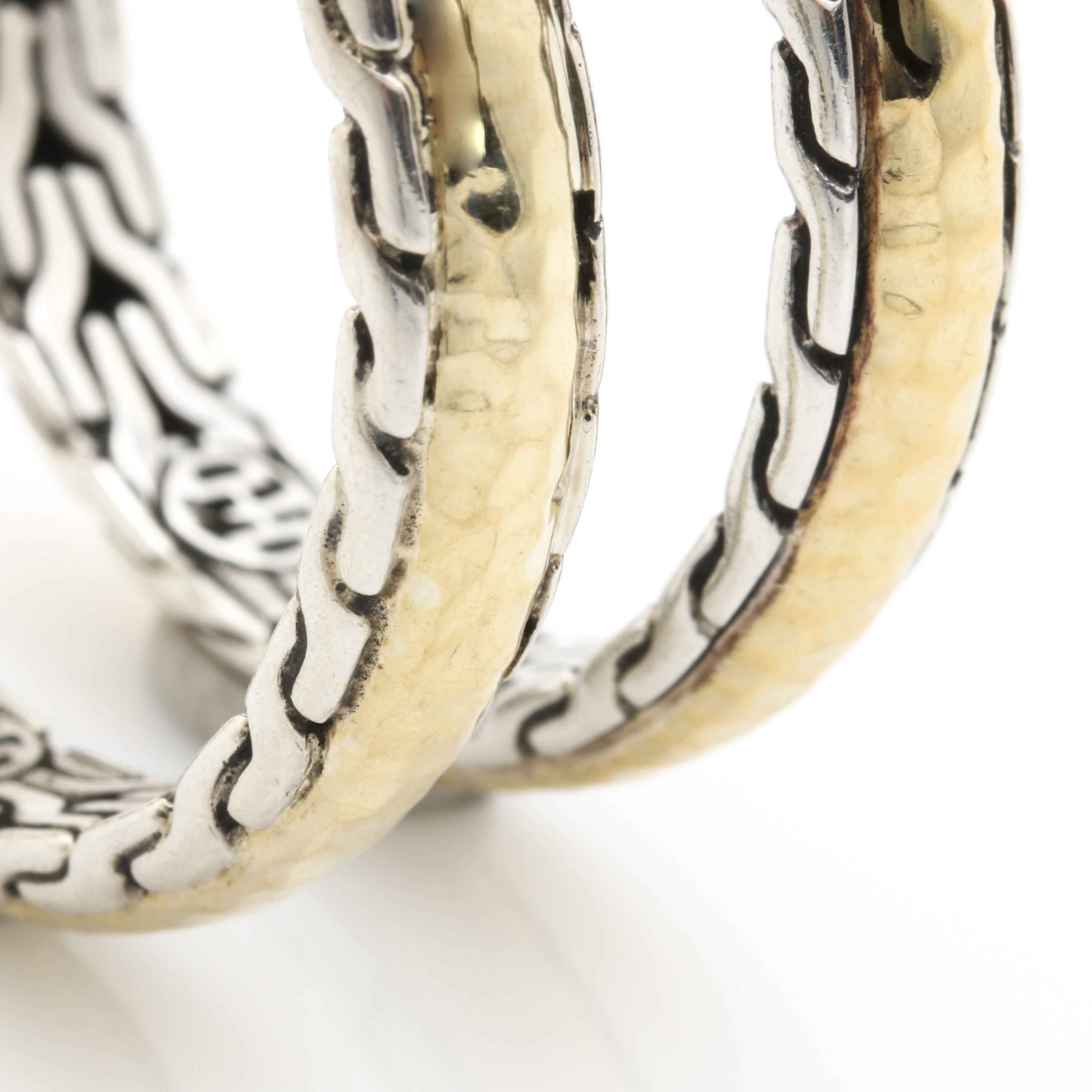 John Hardy Sterling Silver and 22K Yellow Gold "Palu" Collection Hoop Earrings