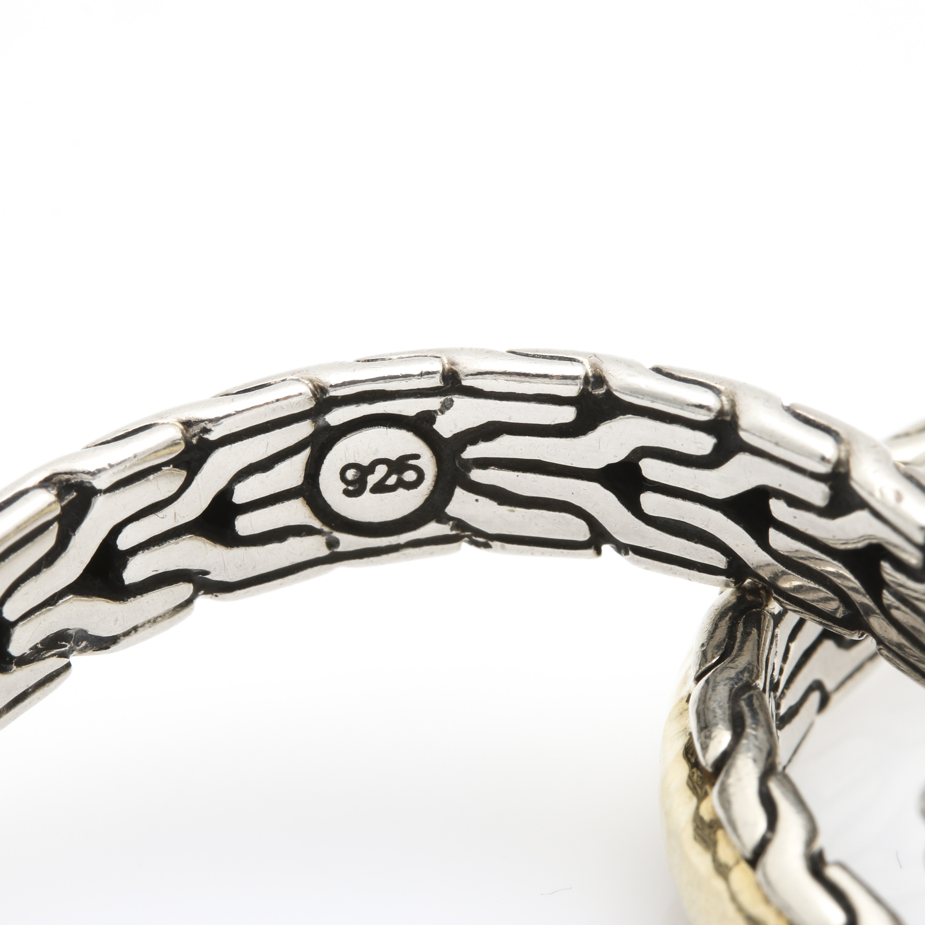 John Hardy Sterling Silver and 22K Yellow Gold "Palu" Collection Hoop Earrings