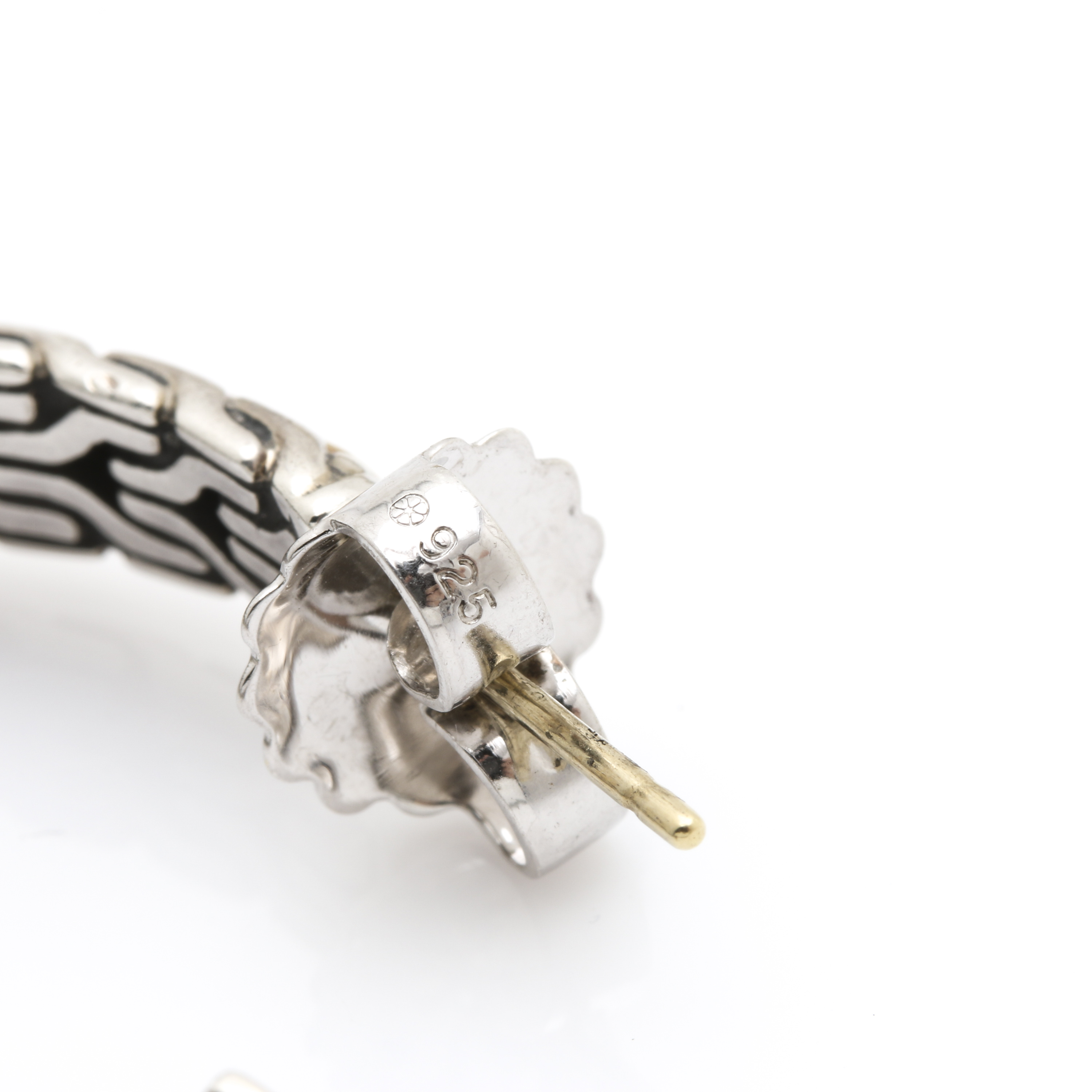 John Hardy Sterling Silver and 22K Yellow Gold "Palu" Collection Hoop Earrings