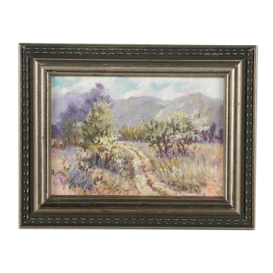Signed "Seville" Oil Painting of Country Road