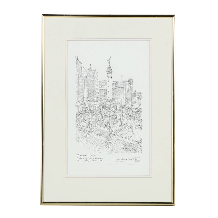 K. P. Singh Limited Edition Lithograph "Monument Circle"