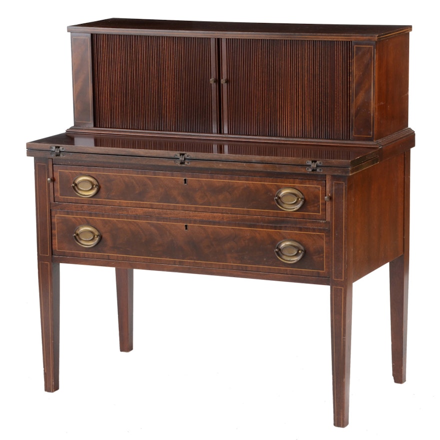 Hepplewhite Style Mahogany Tambour Desk