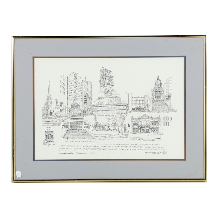 K. P. Singh Limited Edition Lithograph "Indianapolis, Indiana, USA"