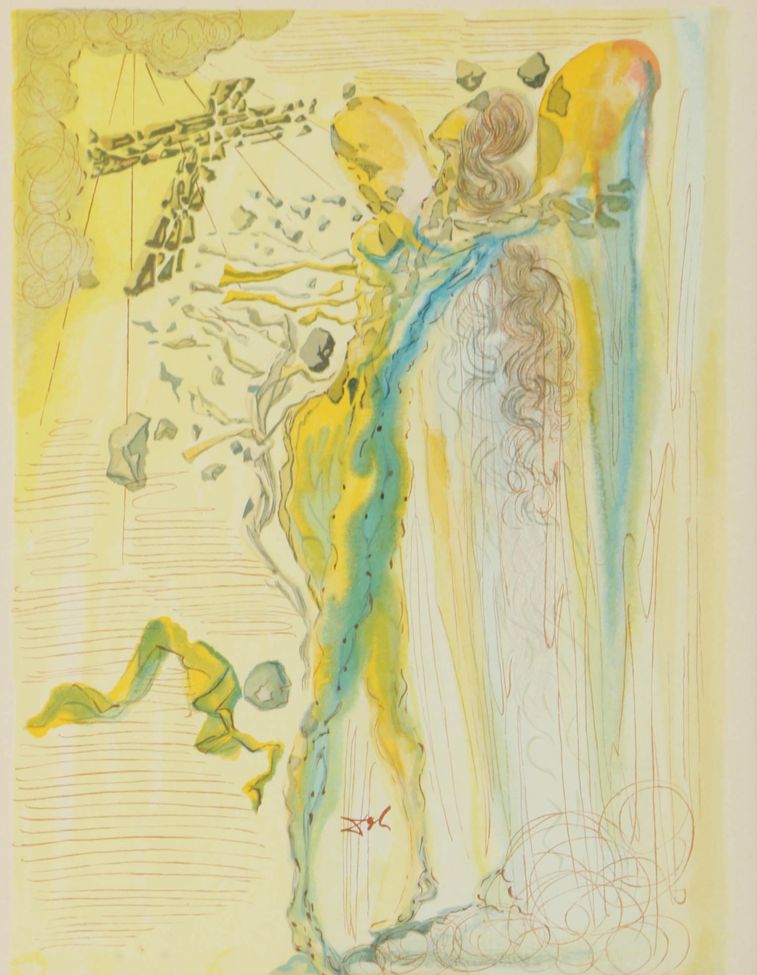 Salvador Dalí Wood Engraving on Paper "Heaven Canto 15 L'Eclat des Corps Glorie"