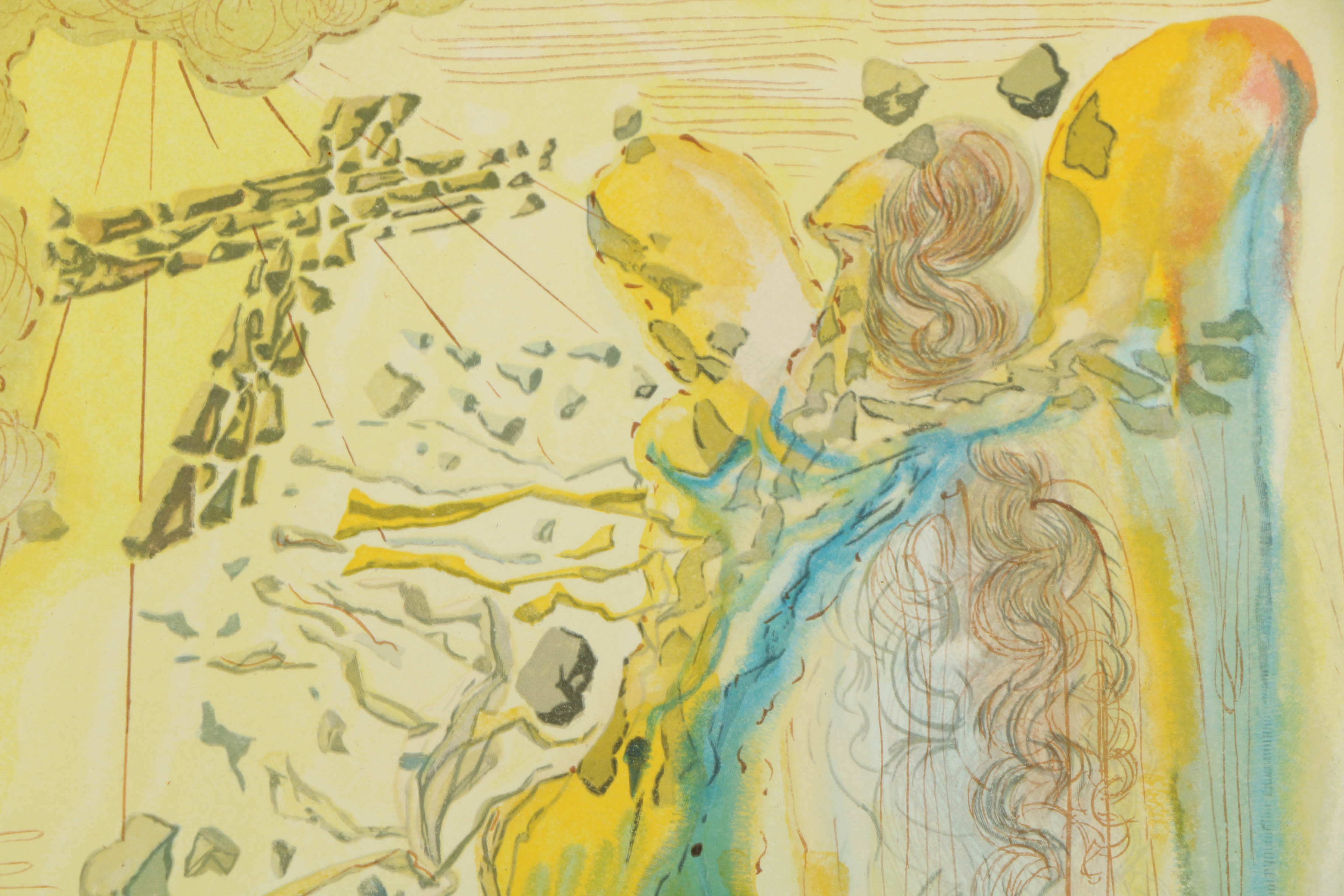 Salvador Dalí Wood Engraving on Paper "Heaven Canto 15 L'Eclat des Corps Glorie"