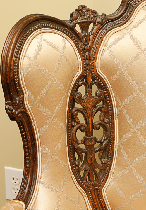 Antique French Carved Oak Wingback Armchair