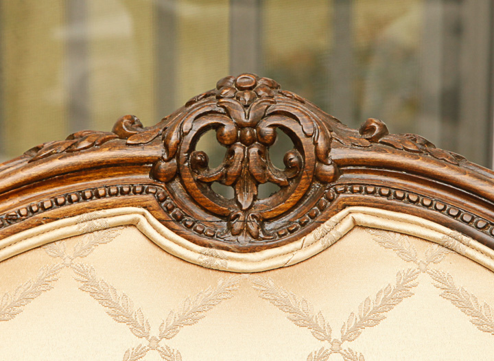 Antique French Carved Oak Wingback Armchair