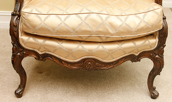 Antique French Carved Oak Wingback Armchair