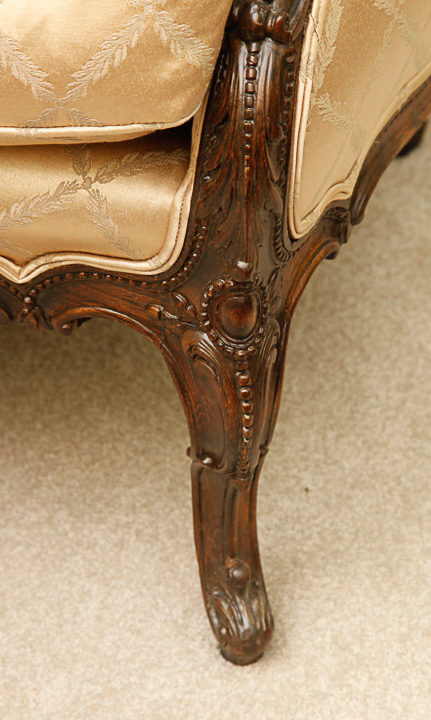 Antique French Carved Oak Wingback Armchair