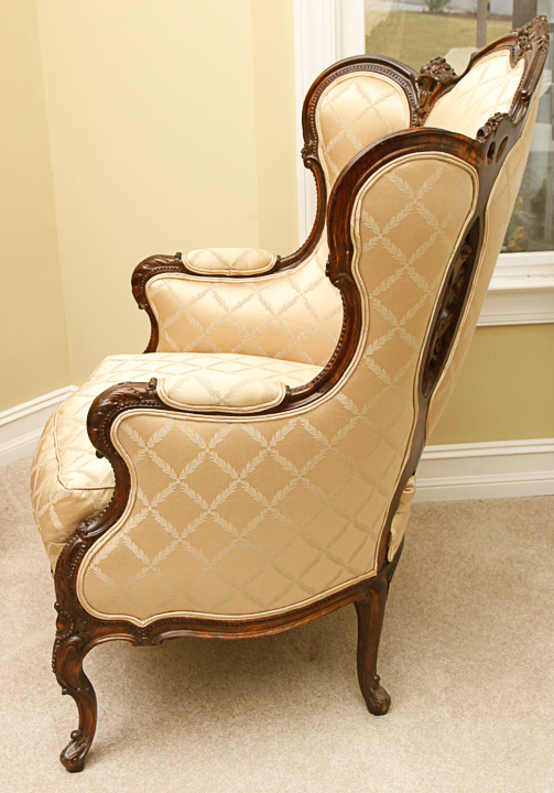 Antique French Carved Oak Wingback Armchair