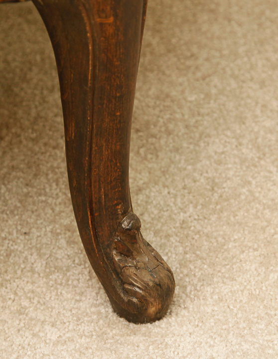 Antique French Carved Oak Wingback Armchair