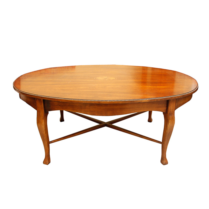 Queen Anne Style Cherry Coffee Table with Inlay
