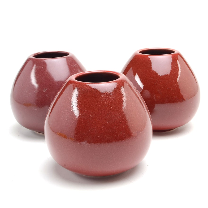 Three Contemporary Rookwood Art Pottery Maroon "Sophie" Vases