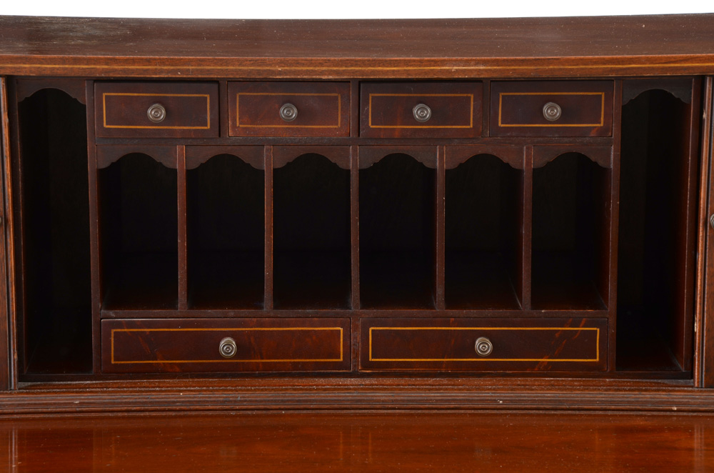 Hepplewhite Style Mahogany Tambour Secretary Desk by Maddox Tables