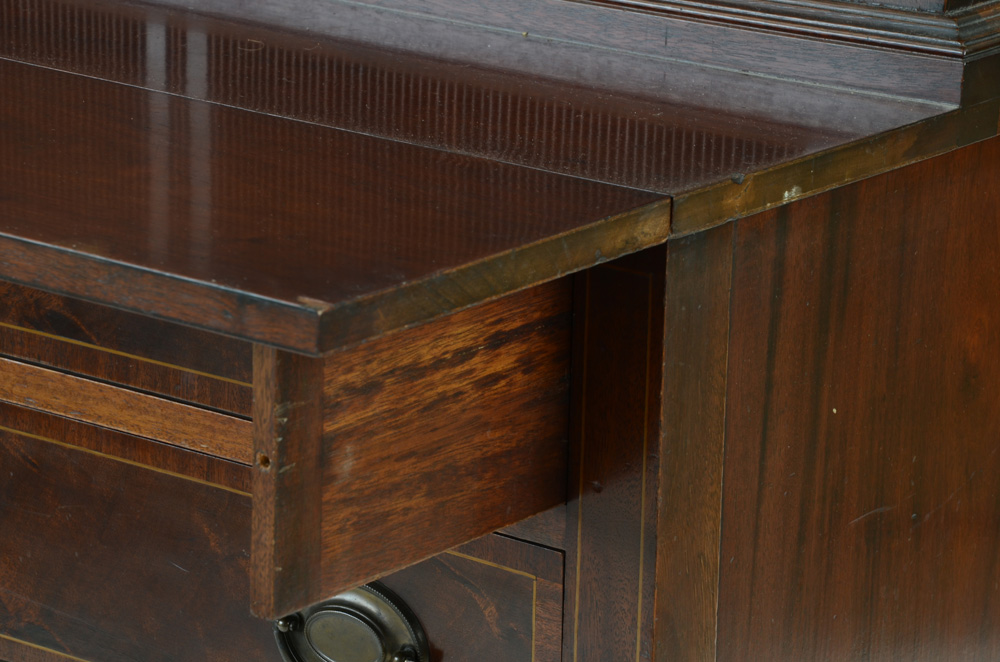 Hepplewhite Style Mahogany Tambour Secretary Desk by Maddox Tables