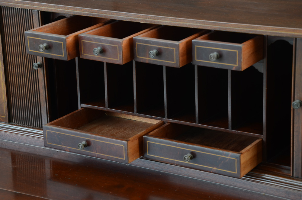 Hepplewhite Style Mahogany Tambour Secretary Desk by Maddox Tables