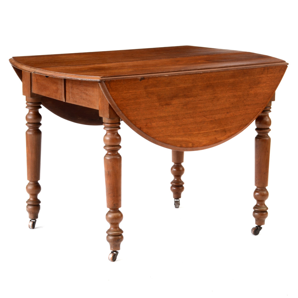 Antique Walnut  Drop Leaf Oak Dining Table