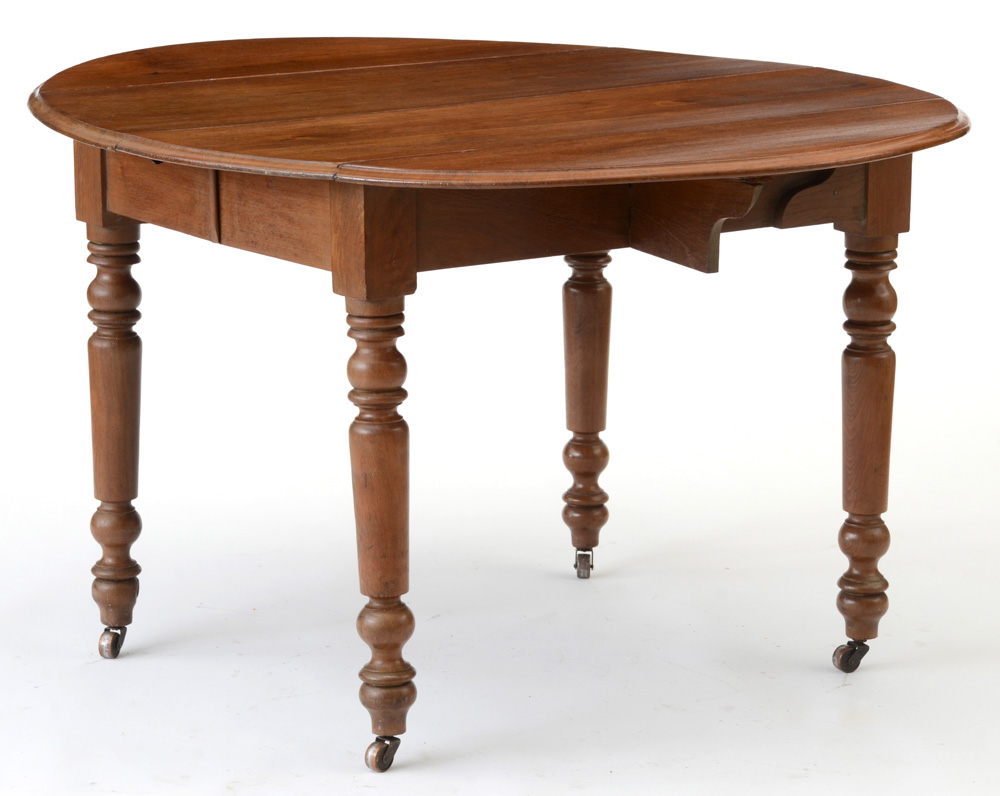 Antique Walnut  Drop Leaf Oak Dining Table