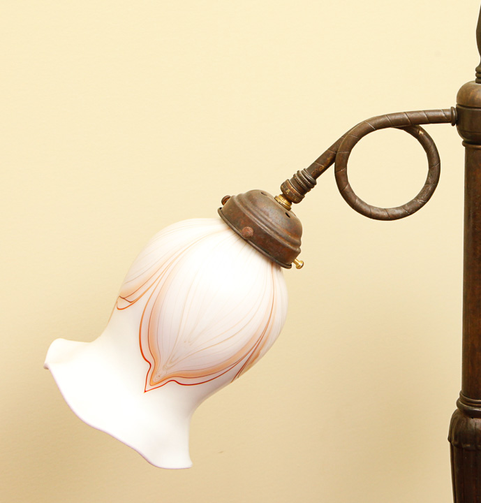 Art Nouveau Signed Stained Glass Table Lamp