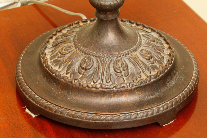 Art Nouveau Signed Stained Glass Table Lamp