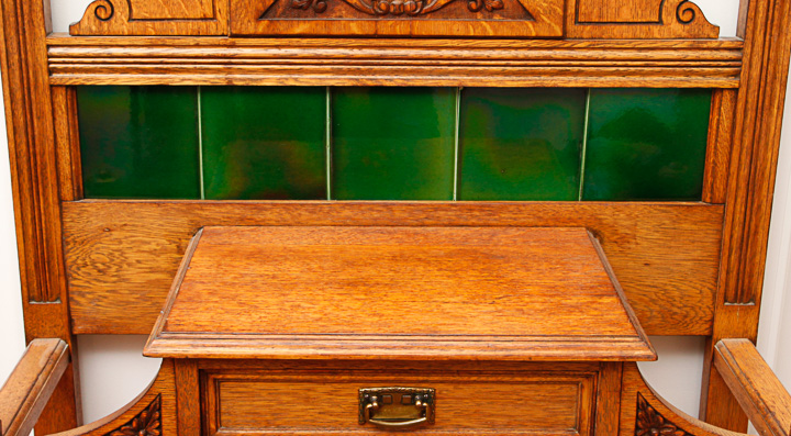 Antique English Carved Oak Hall Tree