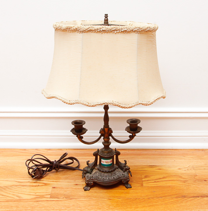 Vintage Metal Candelabra Table Lamp