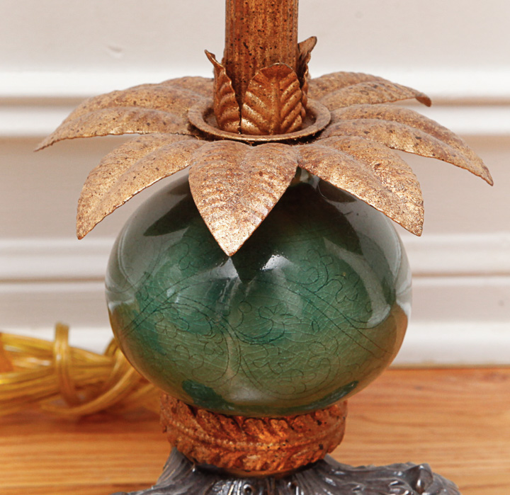 Vintage Tyndale Green Glass Table Lamps