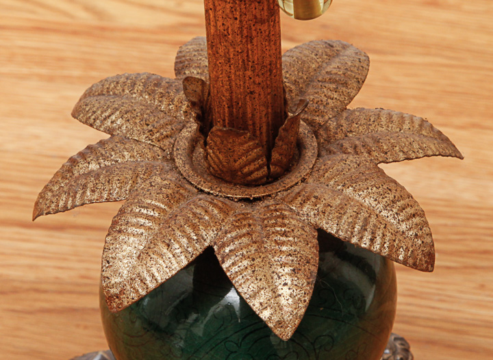 Vintage Tyndale Green Glass Table Lamps