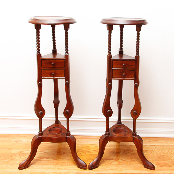 Indonesian Dutch Colonial Style Mahogany Plant Stands
