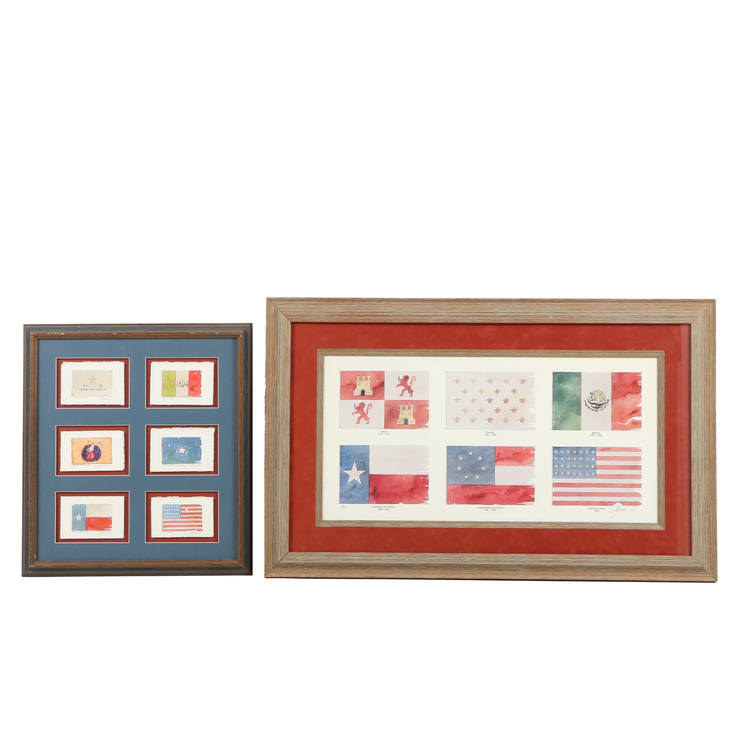Limited Edition Reproduction Print and Watercolor Paintings of National Flags