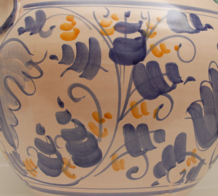 Italian Hand-Painted Ceramic, Double Handled Urn