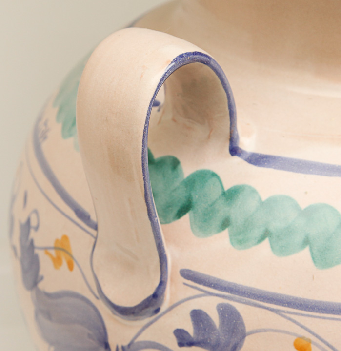 Italian Hand-Painted Ceramic, Double Handled Urn