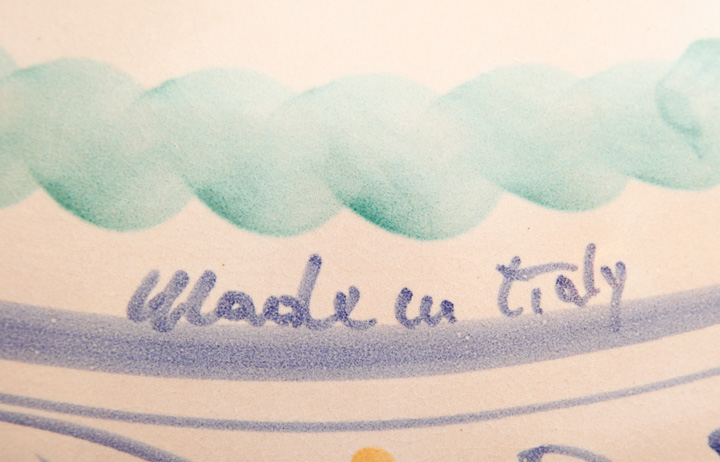 Italian Hand-Painted Ceramic, Double Handled Urn