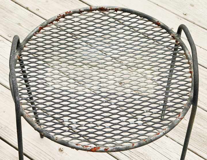 Vintage Mid Century Modern Metal Patio Rocking Chairs and Side Tables