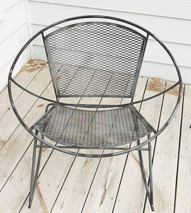 Vintage Mid Century Modern Metal Patio Rocking Chairs and Side Tables