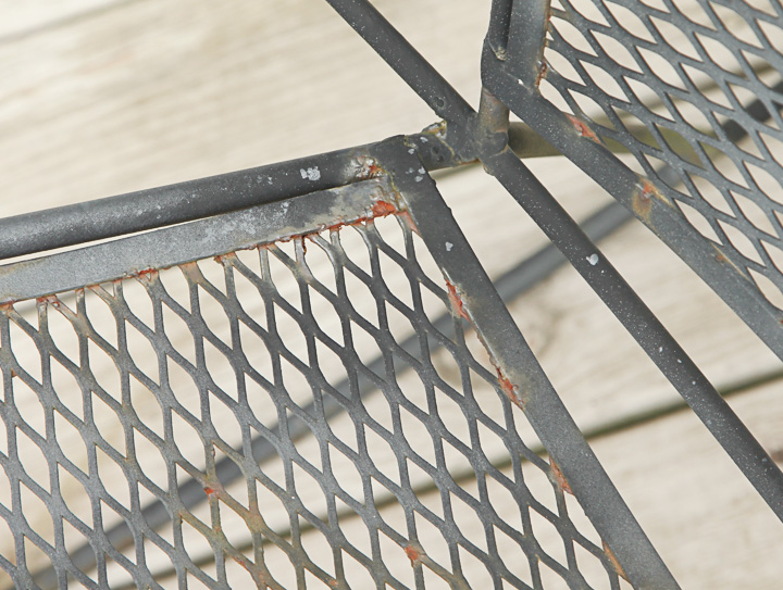 Vintage Mid Century Modern Metal Patio Rocking Chairs and Side Tables