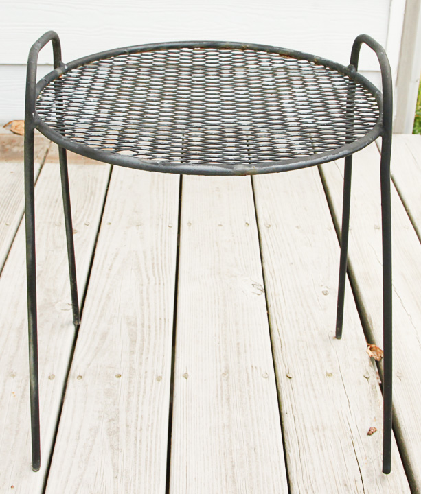 Vintage Mid Century Modern Metal Patio Rocking Chairs and Side Tables