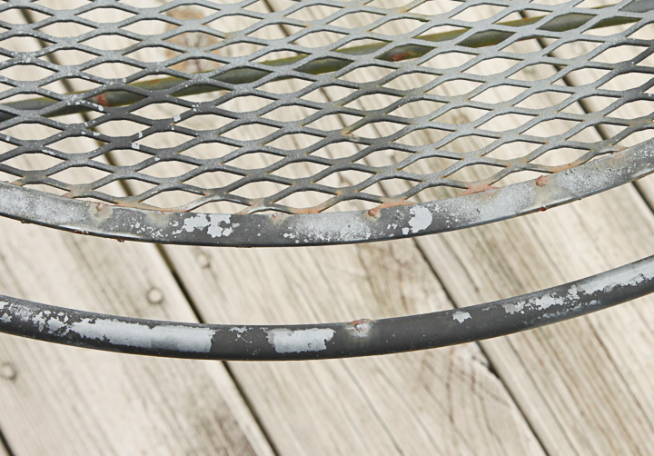 Vintage Mid Century Modern Metal Patio Rocking Chairs and Side Tables