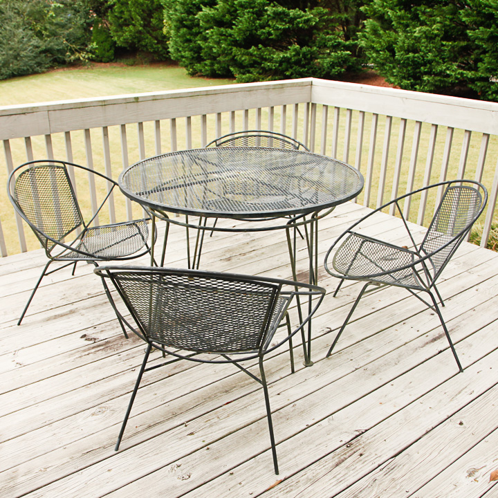 Vintage Mid Century Modern Salterini Style Metal Patio Dining Set