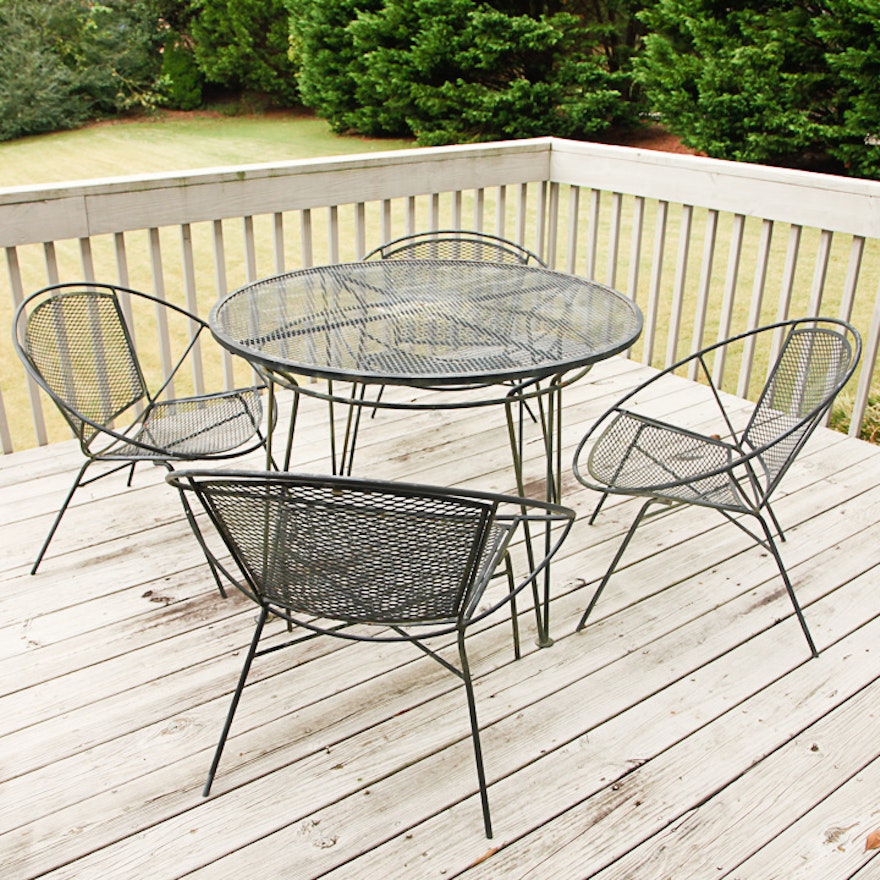 Vintage Mid Century Modern Salterini Style Metal Patio Dining Set