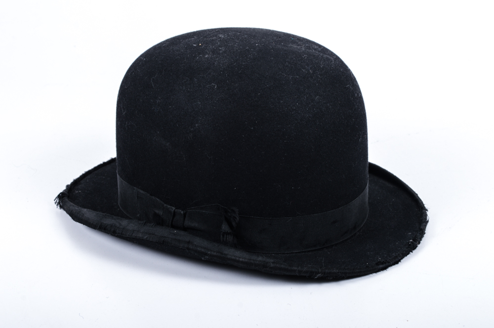 Vintage 1920s Black Felt Bowler Hat