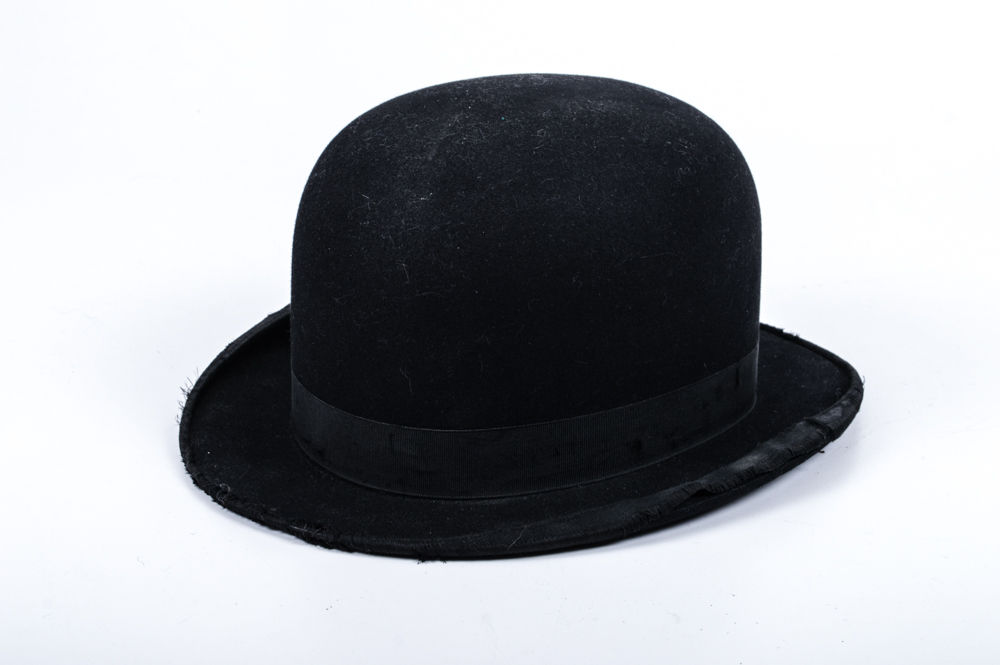 Vintage 1920s Black Felt Bowler Hat